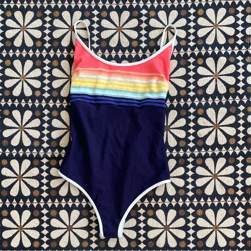 Rip Curl Kids One Piece Rainbow Swimsuit Adjustable Straps Good Condition.
